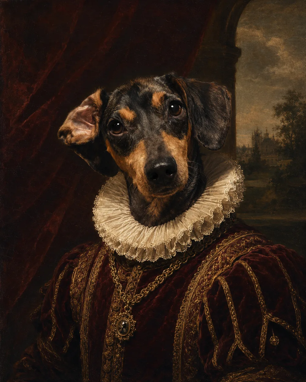 Retrato de mascota estilo renacimiento